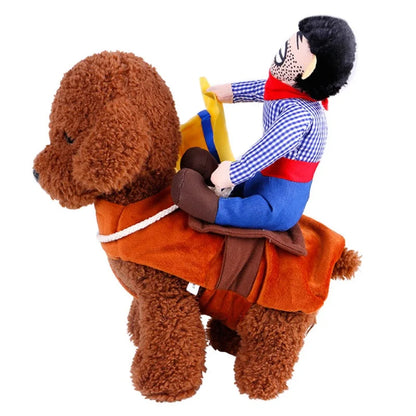 Pet Costume Dog Costume Clothes Pet Outfit Suit Cowboy Rider Style with Doll and Hat Pet Costume